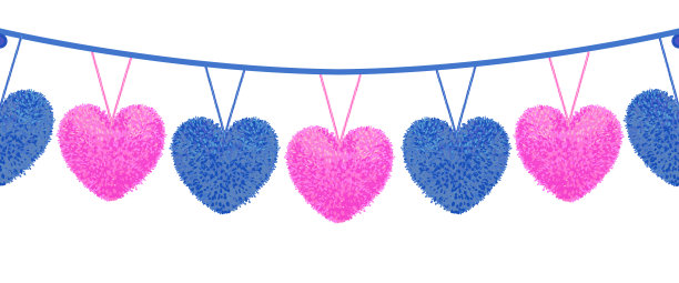 装饰元素中有心形的绒球图片下载