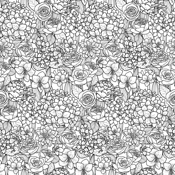 园林花卉无缝图案图片下载