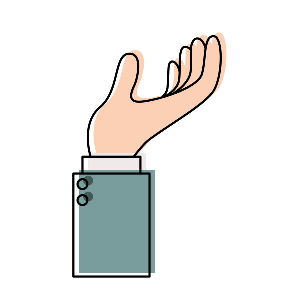 在水彩剪影中握着业务手侧视图手势图片下载