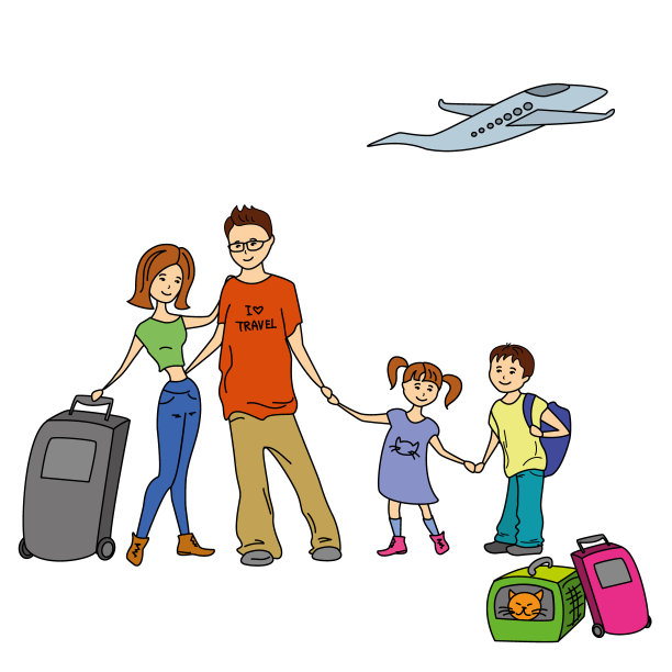 快乐的家庭与夏季旅行，假期，假期，旅游目的地图片下载