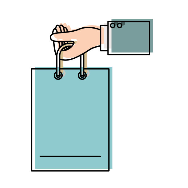 手里拿着一个水彩剪影购物袋图片下载