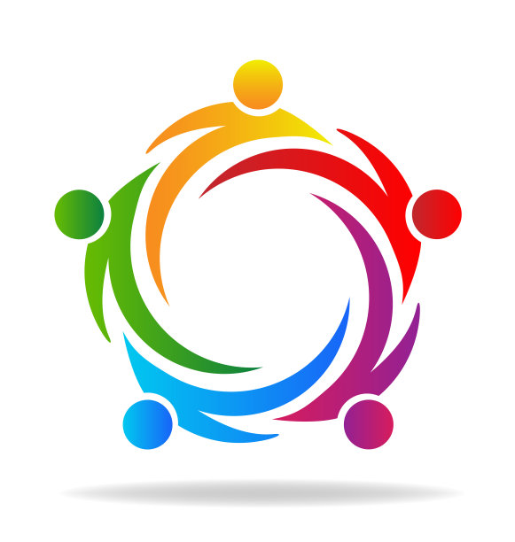 团队合作带动企业5人图标矢量素材图片