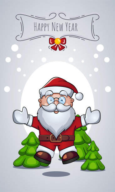 矢量卡通人物圣诞老人作为圣诞贺卡与祝贺。新年祝福语横幅。图片下载