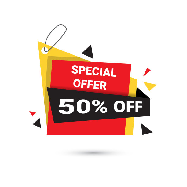 特别优惠横幅50% Off模板标签隔离在白色背景图片下载
