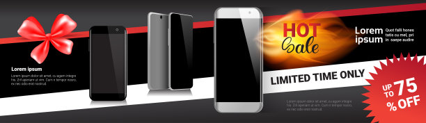 黑色星期五销售模板水平横幅折扣现代智能手机海报设计图片下载