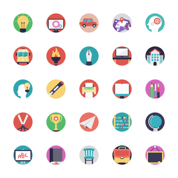 平面设计中的教育图标图片下载