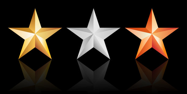 金、银、铜3d星星图片下载