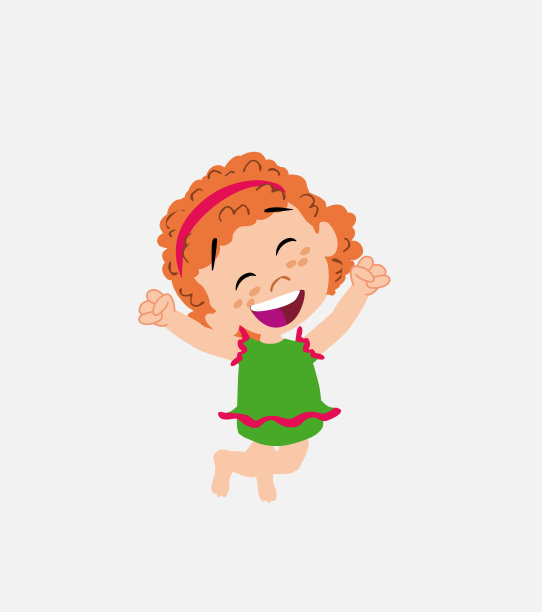 穿着泳衣的白人女孩高兴得跳了起来。图片下载