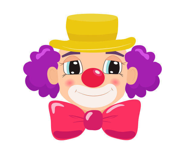 卡通小丑的笑脸。图片下载