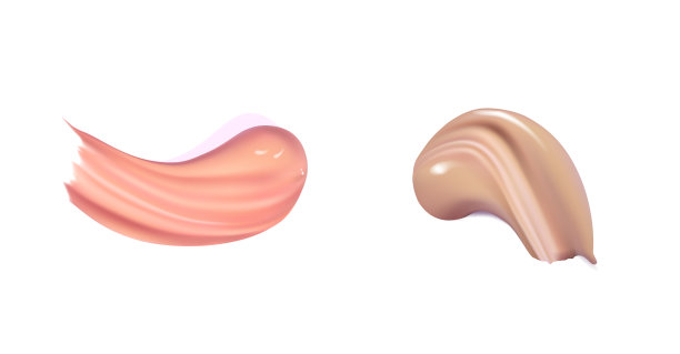 化妆液粉底霜涂抹涂抹中风。化妆抹子孤立在白色背景图片下载