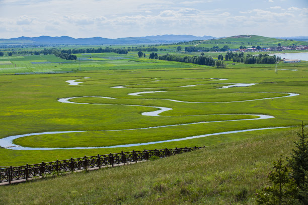 草原上的河流素材图片