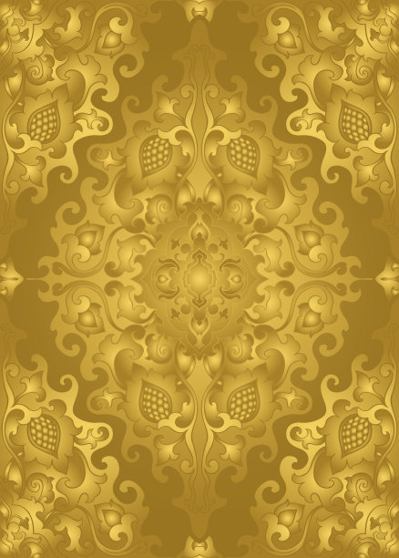 金色图案与锦缎。素材图片