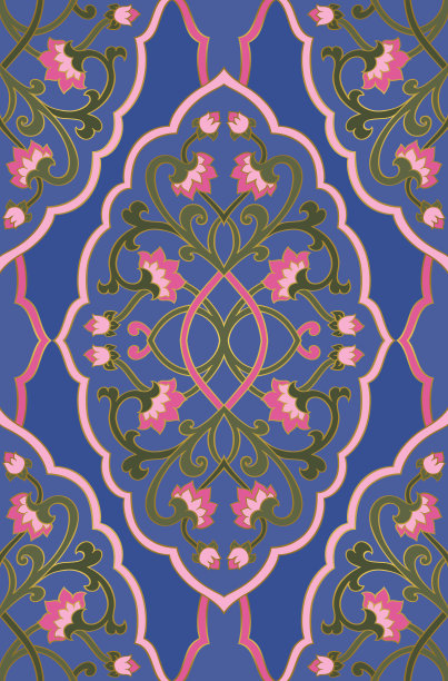 蓝色花的图案。素材图片