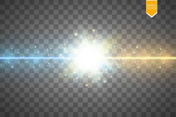 两种力量的碰撞与金色和蓝色的光。矢量插图。热和冷闪闪发光的力量。带有放电的能量闪电图片下载