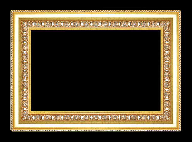 金色相框孤立在黑色背景图片下载