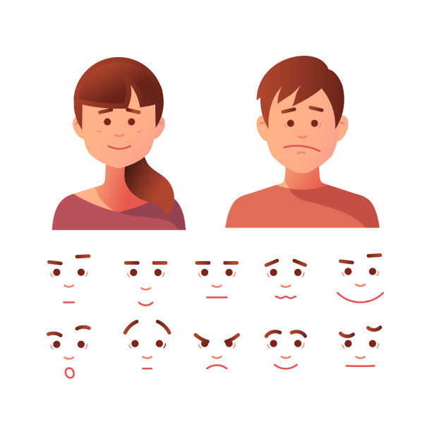 人物卡通形象设置。女孩和男孩图片下载