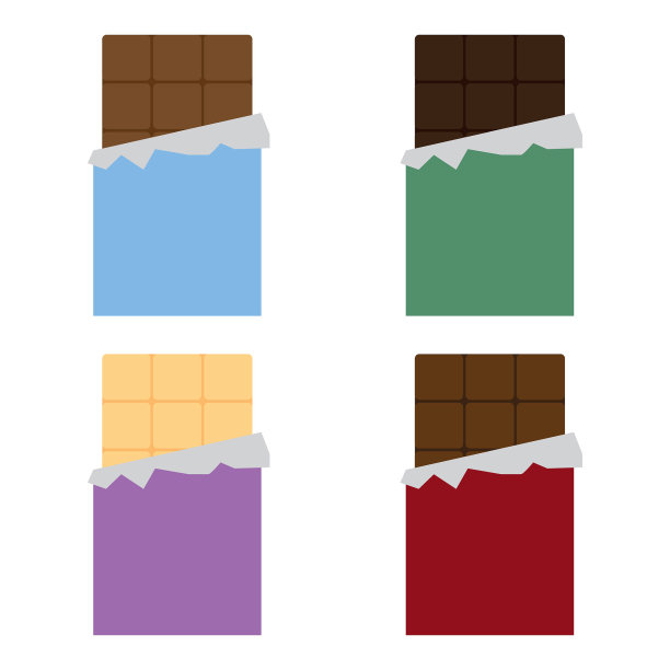 巧克力棒甜点打开向量设置颜色，白巧克力，黑巧克力图片下载