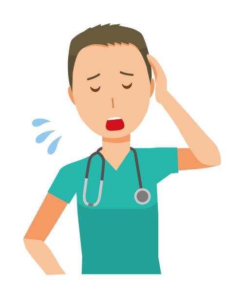 男医生在绿色的擦洗是累了图片下载