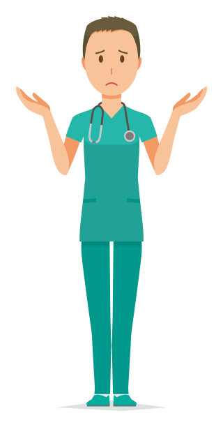 一位穿着绿色磨砂膏的男医生耸了耸肩图片下载