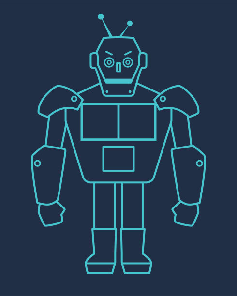 蓝色轮廓机器人插图图片下载
