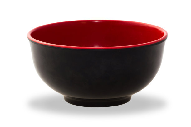 空的黑色碗孤立在白色背景与图形剪辑路径，剪切，编辑。碗是一种圆形容器，用来盛冷热食物。图片下载