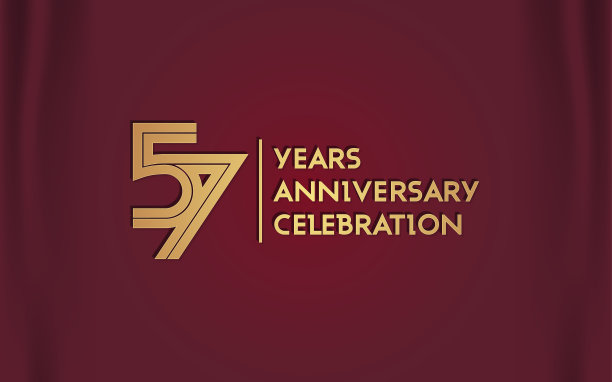 57周年纪念。与银色多线性数隔离在黑暗背景图片下载