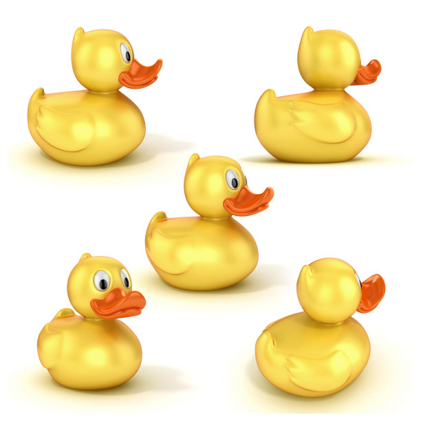橡胶鸭子各种视图3d插图图片下载