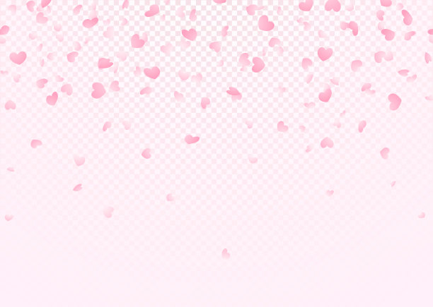 心形的纸屑，花瓣，情人节或妇女节，孤立在透明的背景。图片下载