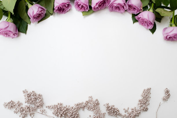 春季婚礼花粉红玫瑰排列图片下载