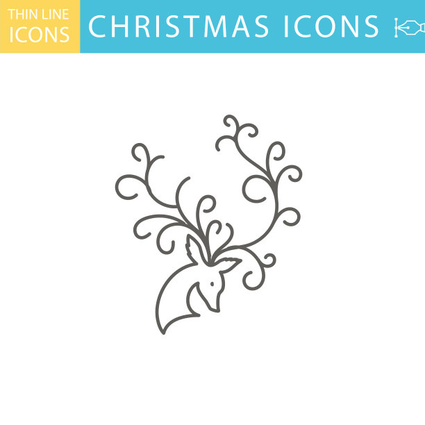 一套细线图标集-圣诞节图片下载