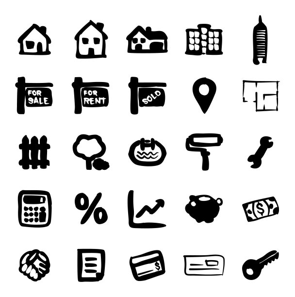 房地产市场图标徒手填充图片下载