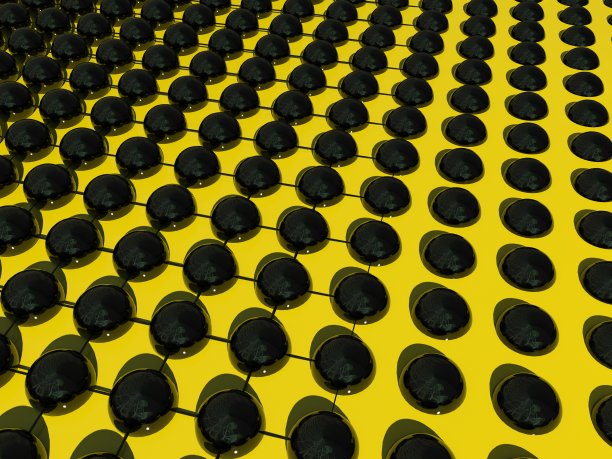 抽象的球和网格墙纸或背景，3D渲染插图。图片下载