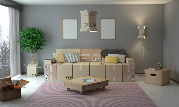 纸箱主题客厅内饰设计图片下载