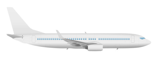 飞机模板侧视图上的一个孤立的白色背景。图片下载