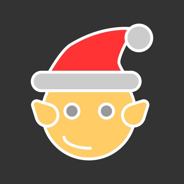 五彩缤纷的圣诞精灵。平面矢量插图孤立在黑色背景。图片下载