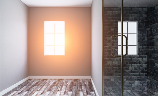 现代空浴室。3 d渲染。日落图片下载