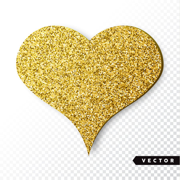 向量黄金闪耀心。情人节矢量闪闪发光。假期的设计。图片下载