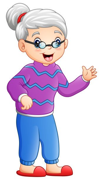 卡通老年妇女白色背景隔离图片下载