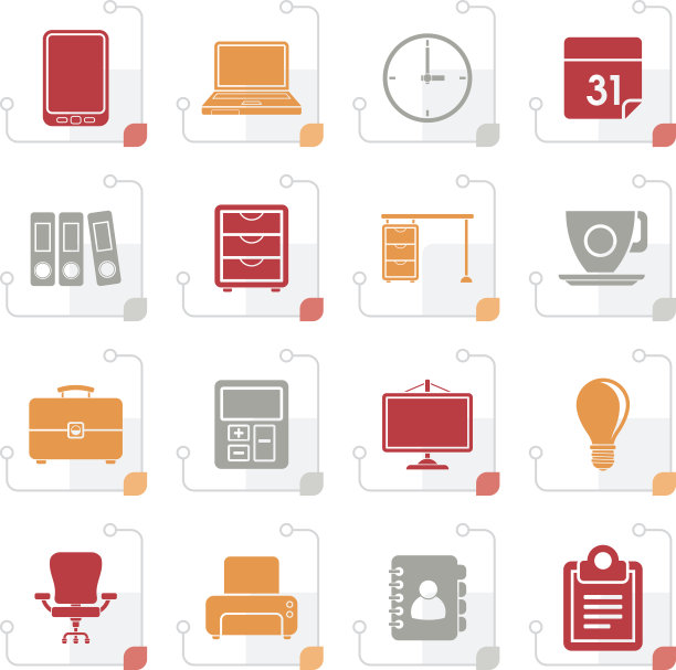 程式化的业务和办公室图标图片下载