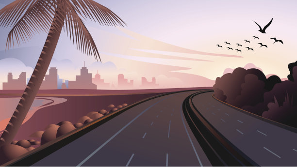 海滩边的高速公路图片下载