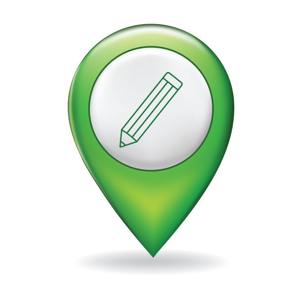 在地图指针大头针上的细线图标-网站元素图片下载