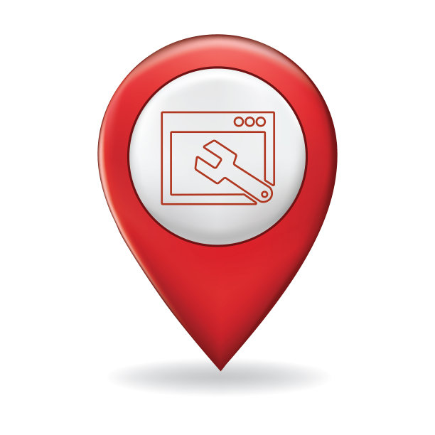 在地图指针大头针上的细线图标-网站元素图片下载