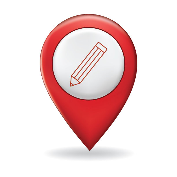 在地图指针大头针上的细线图标-网站元素图片下载