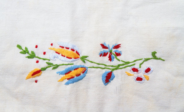 桌布上复古手工缝制设计的宏观细节图片下载