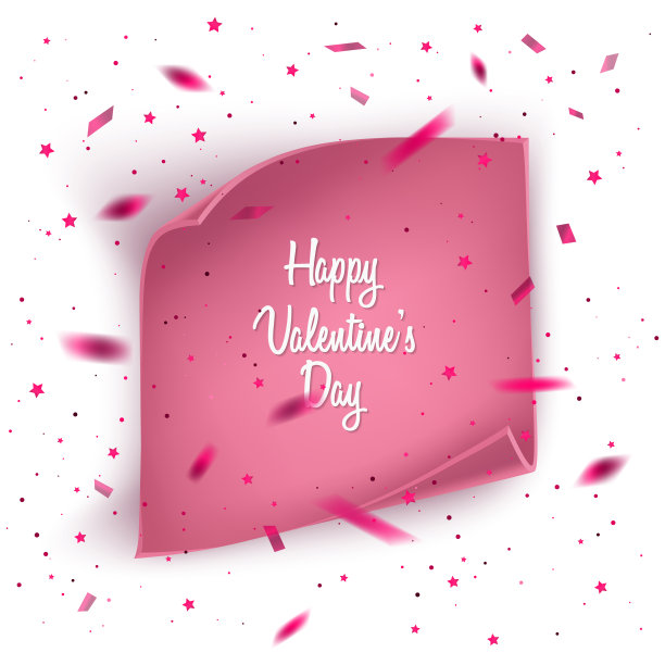 情人节贺卡的背景与五彩纸屑和现实的纸。矢量插图。墙纸，传单，海报和小册子封面插图图片下载