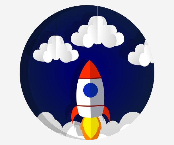 在太空中雕刻火箭的纸艺术。概念商业理念，创业，探索。风格。图片下载