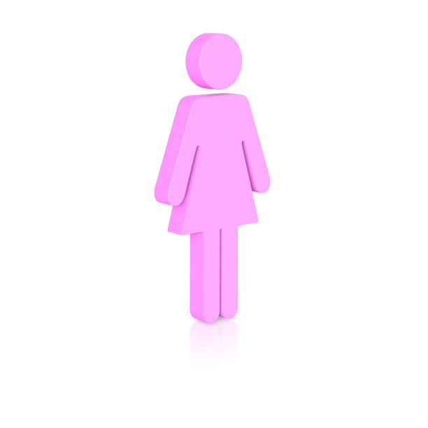 孤立的粉色女人符号在无标记的光背景反射图片下载