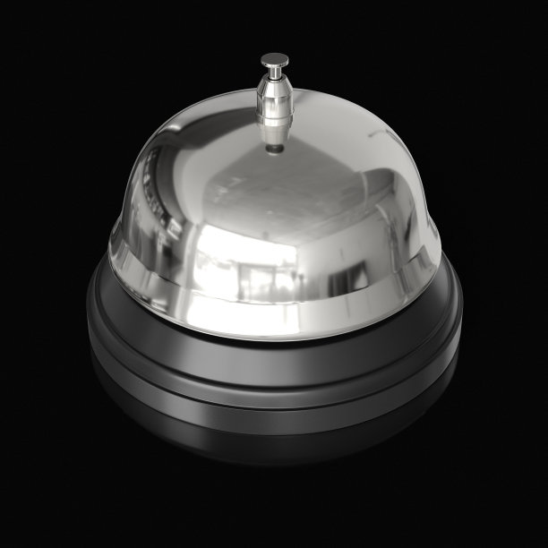 孤立的铬接收钟在一个无标记的光背景反射图片下载