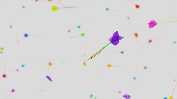 各种颜色的玩飞镖漂浮在一个空的空间图片下载