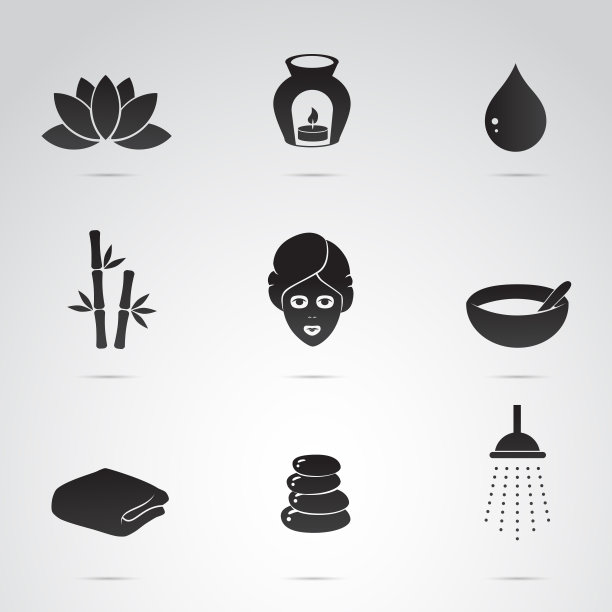 水疗，健康矢量图标设置。图片下载